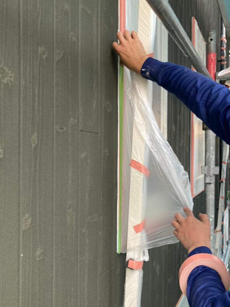 福岡県那珂川市 M様邸【住宅塗装】作業工程:各所養生 写真1