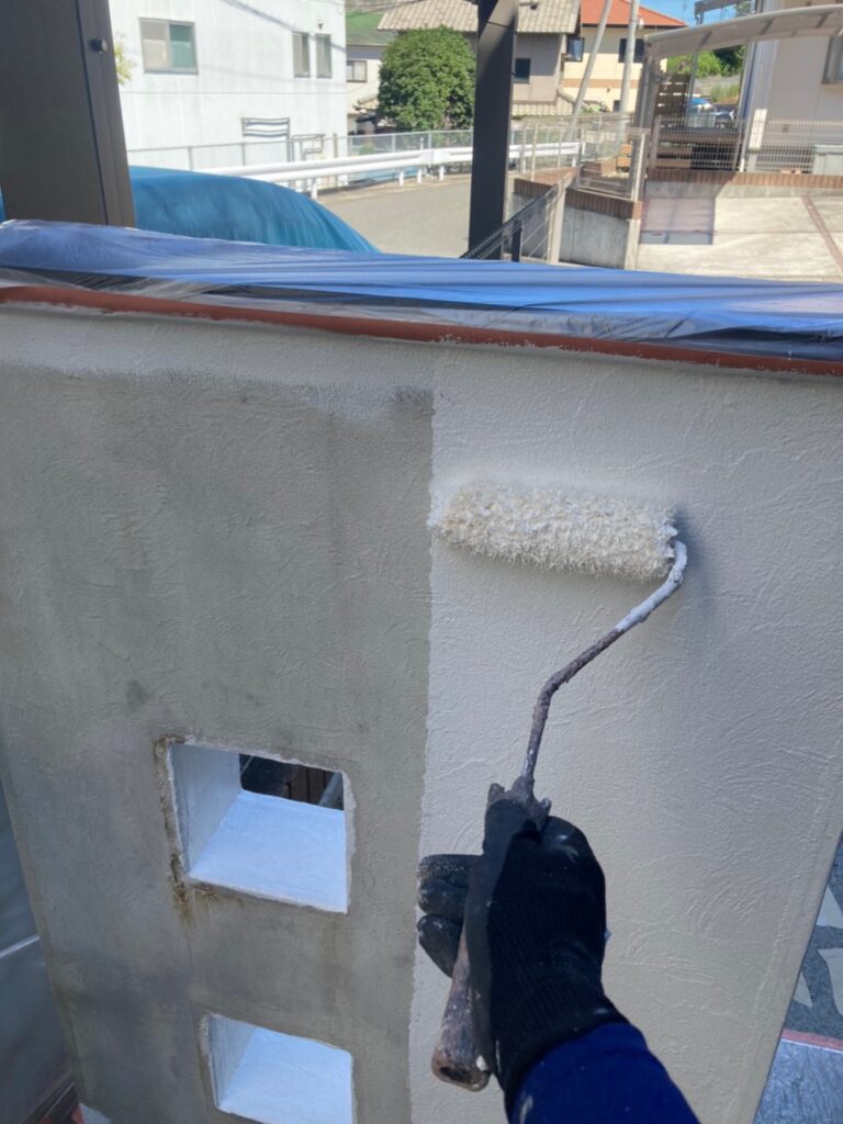 福岡県太宰府市 J様邸【住宅塗装】作業工程:基礎巾木塗装 塀塗装 写真14