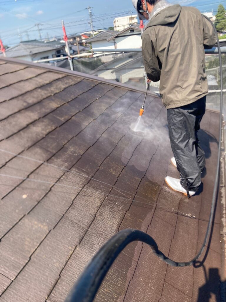 福岡県小郡市 I様邸【住宅塗装】作業工程:高圧洗浄 写真1