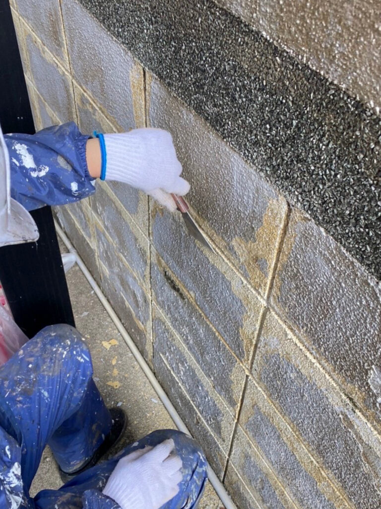 福岡県糟屋郡 N様邸【住宅塗装】作業工程：塀塗装 写真1