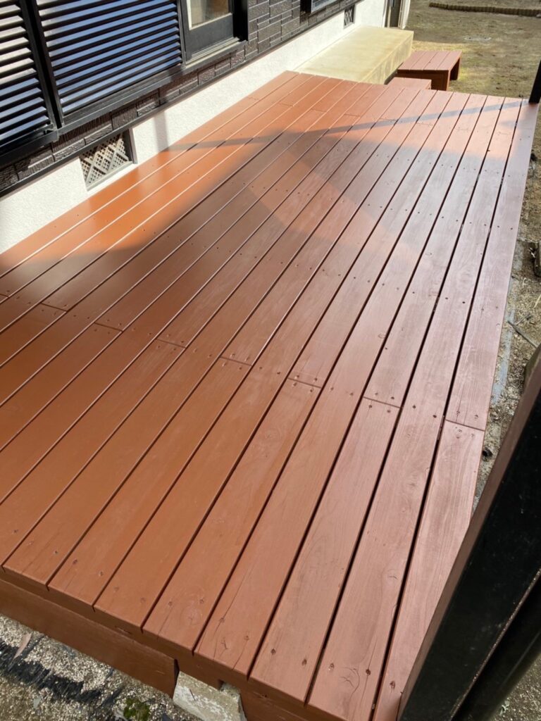 福岡県糟屋郡 N様邸【住宅塗装】作業工程：ウッドデッキ塗装 写真4