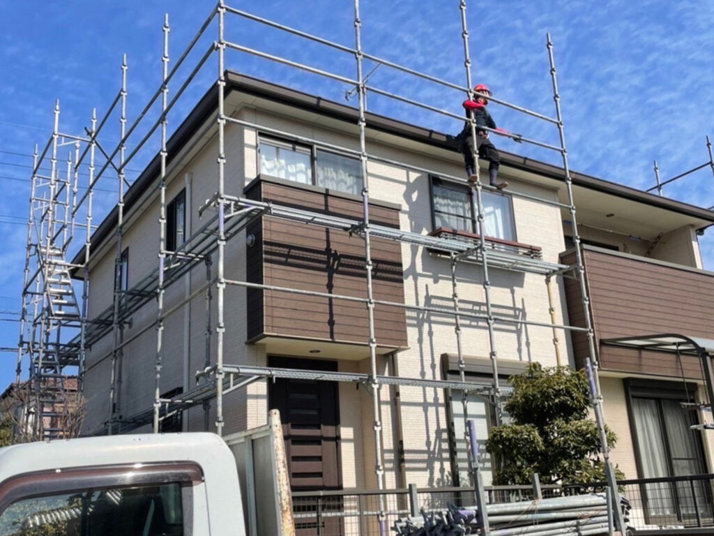 福岡県大野城市 K様邸【住宅塗装】足場組立 写真2