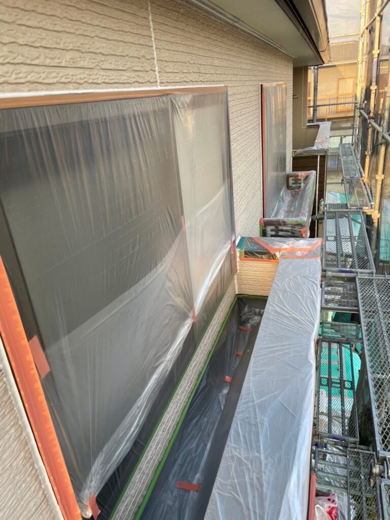福岡県大野城市 K様邸【住宅塗装】各所養生 写真1