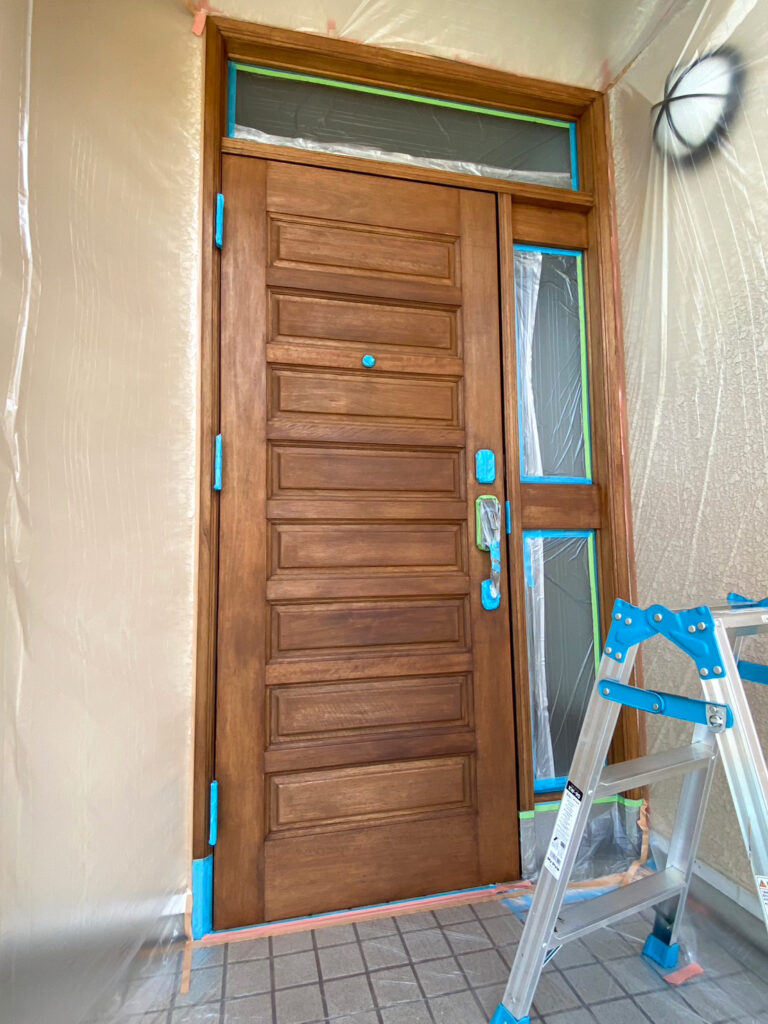 福岡県福岡市西区 M様邸【木製玄関ドア塗装】クリヤー塗装 写真32