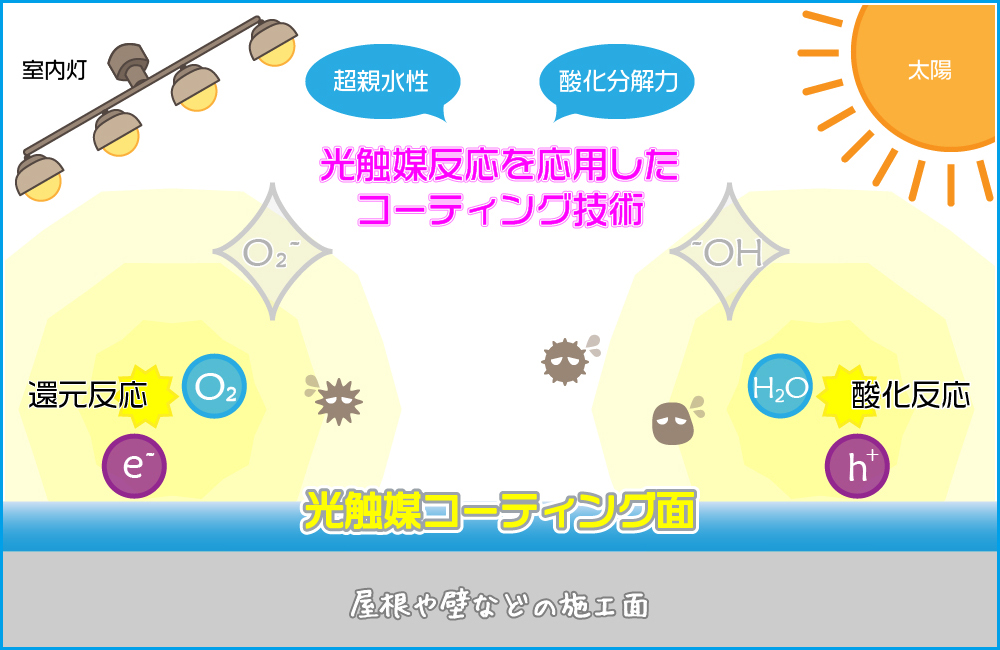 光触媒反応を応用したコーティング技術：ドットコーティング